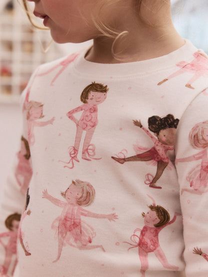 Pink/Cream Ballerina Snuggle Pyjamas 3 Pack (9mths-12yrs)