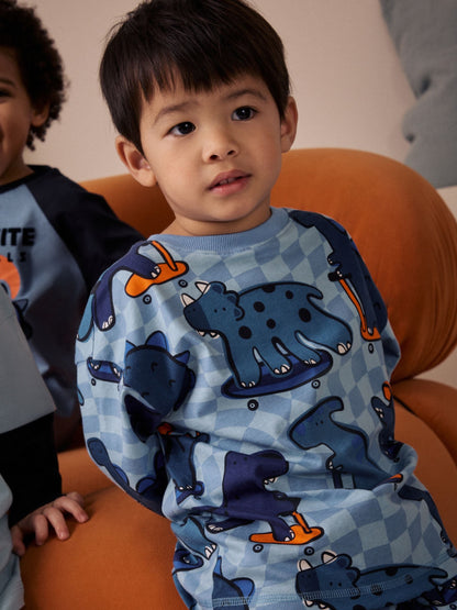Orange/Navy Dinosaur Oversized Pyjamas 3 Pack (9mths-8yrs) image 6