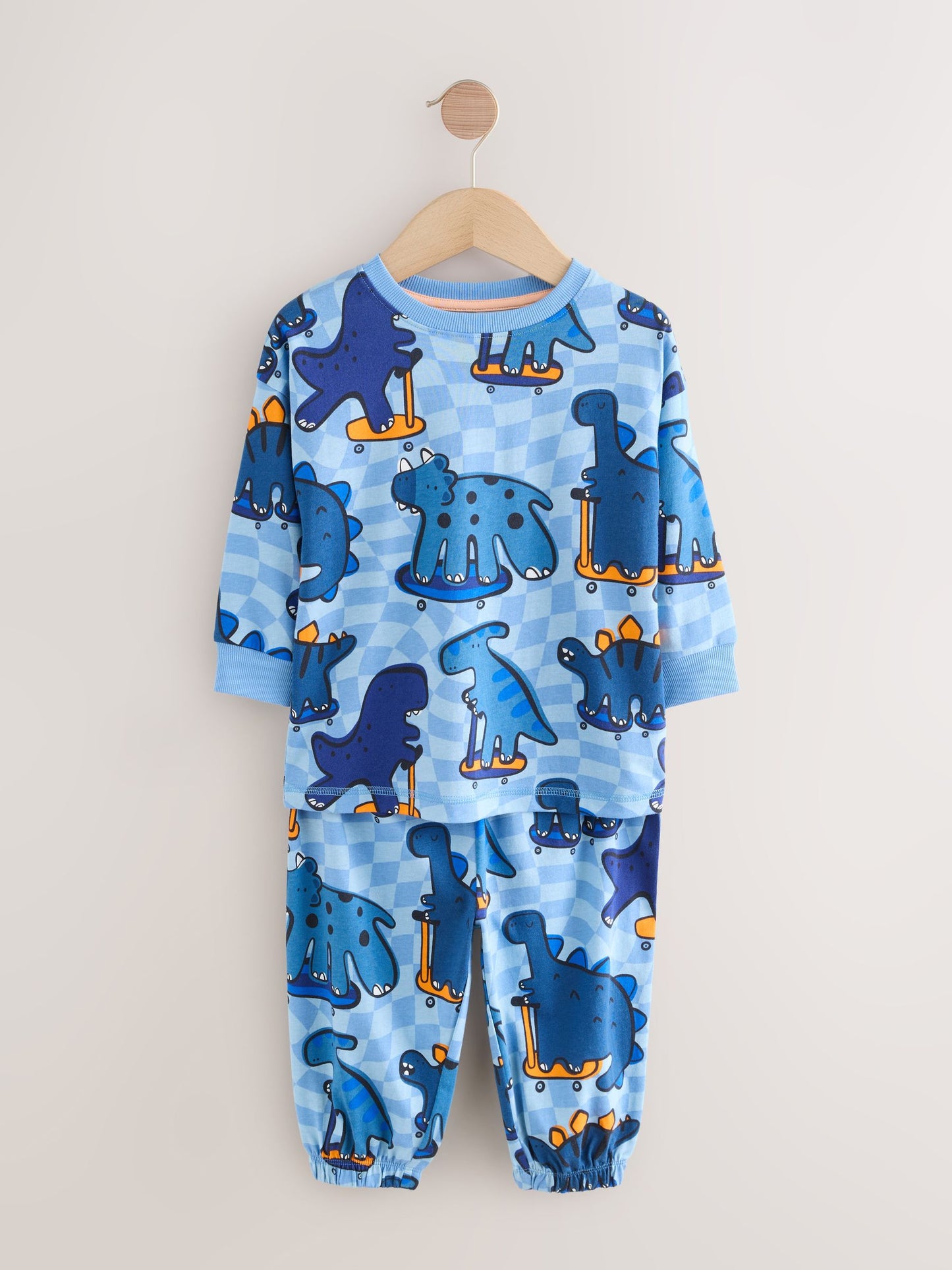 Orange/Navy Dinosaur Oversized Pyjamas 3 Pack (9mths-8yrs) image 8