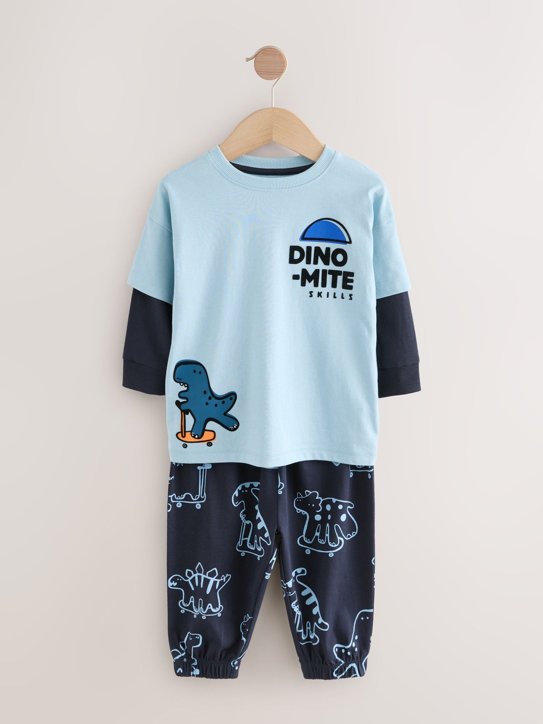 Orange/Navy Dinosaur Oversized Pyjamas 3 Pack (9mths-8yrs) image 9