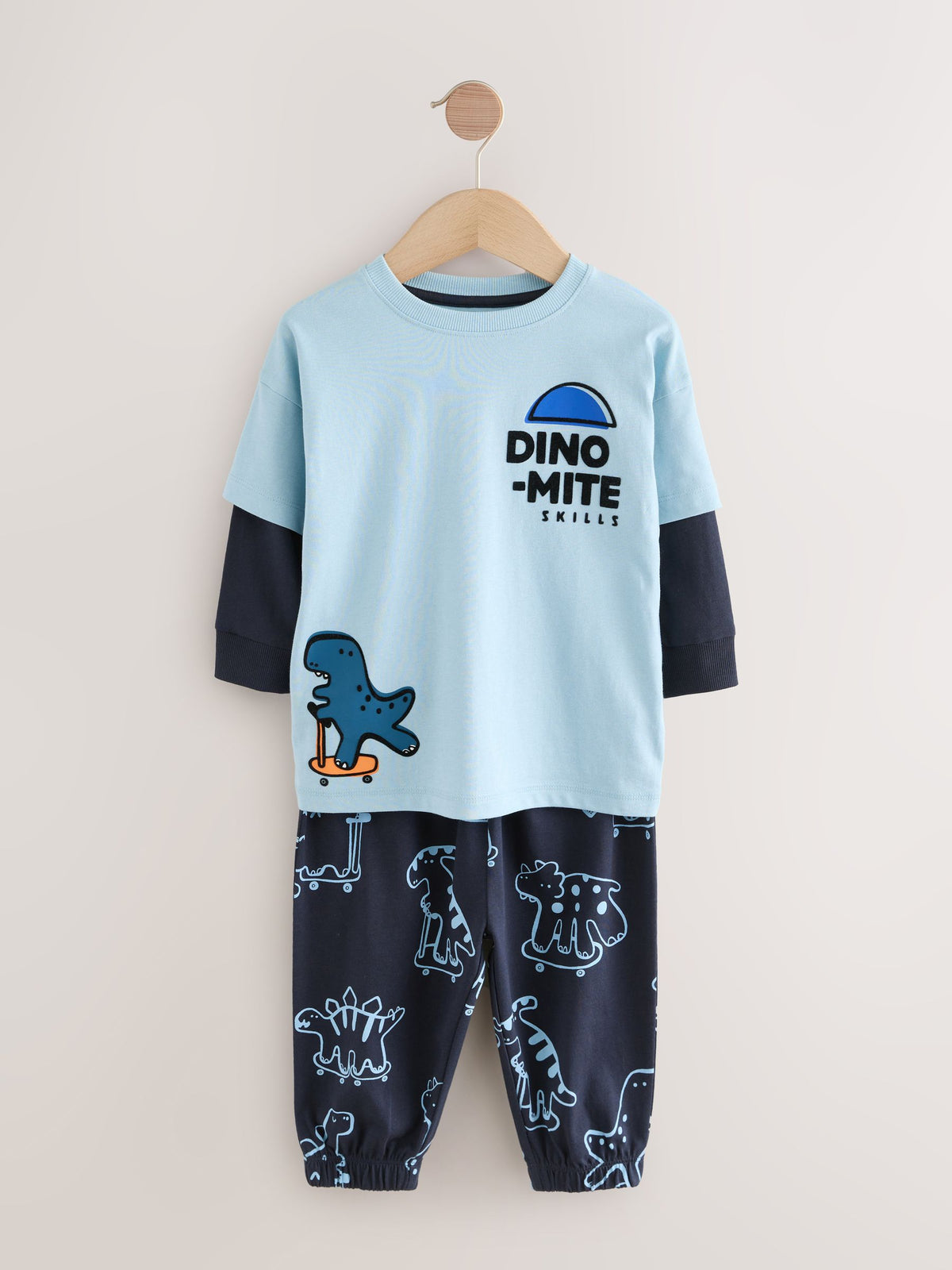 Orange/Navy Dinosaur Oversized Pyjamas 3 Pack (9mths-11yrs) - image 7