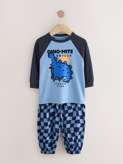 Orange/Navy Dinosaur Oversized Pyjamas 3 Pack (9mths-11yrs) - image 8