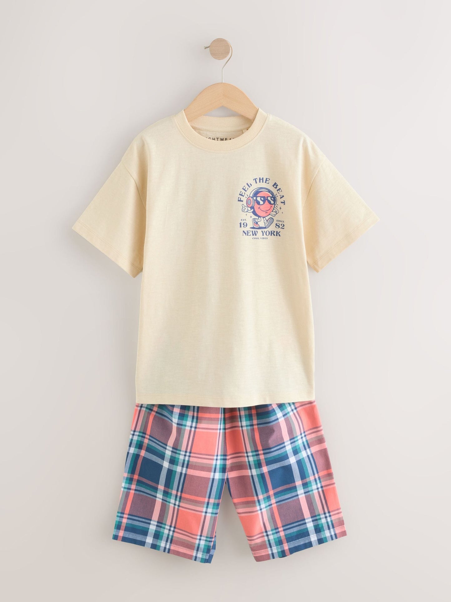 White/Blue Smile/Skate Check Woven Short Pyjamas 2 Pack (4-16yrs) image 6