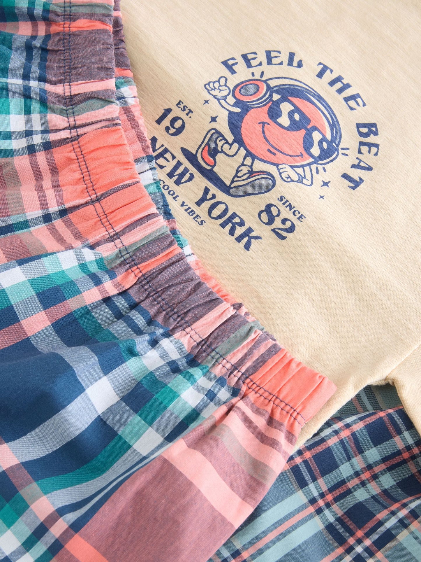 White/Blue Smile/Skate Check Woven Short Pyjamas 2 Pack (4-16yrs) image 9