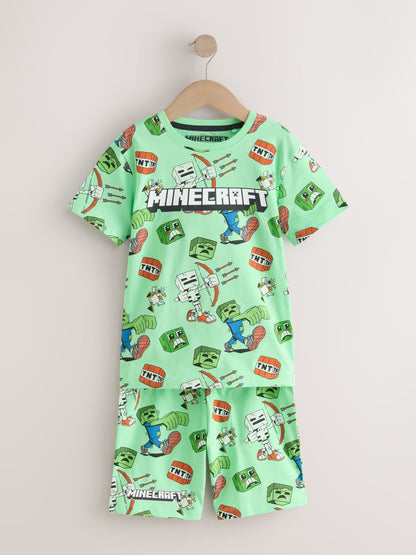 Dsiney Kidz - Black/Green/Stone Minecraft 100% Cotton Short Pyjamas 3 Pack (3-16yrs) image 4