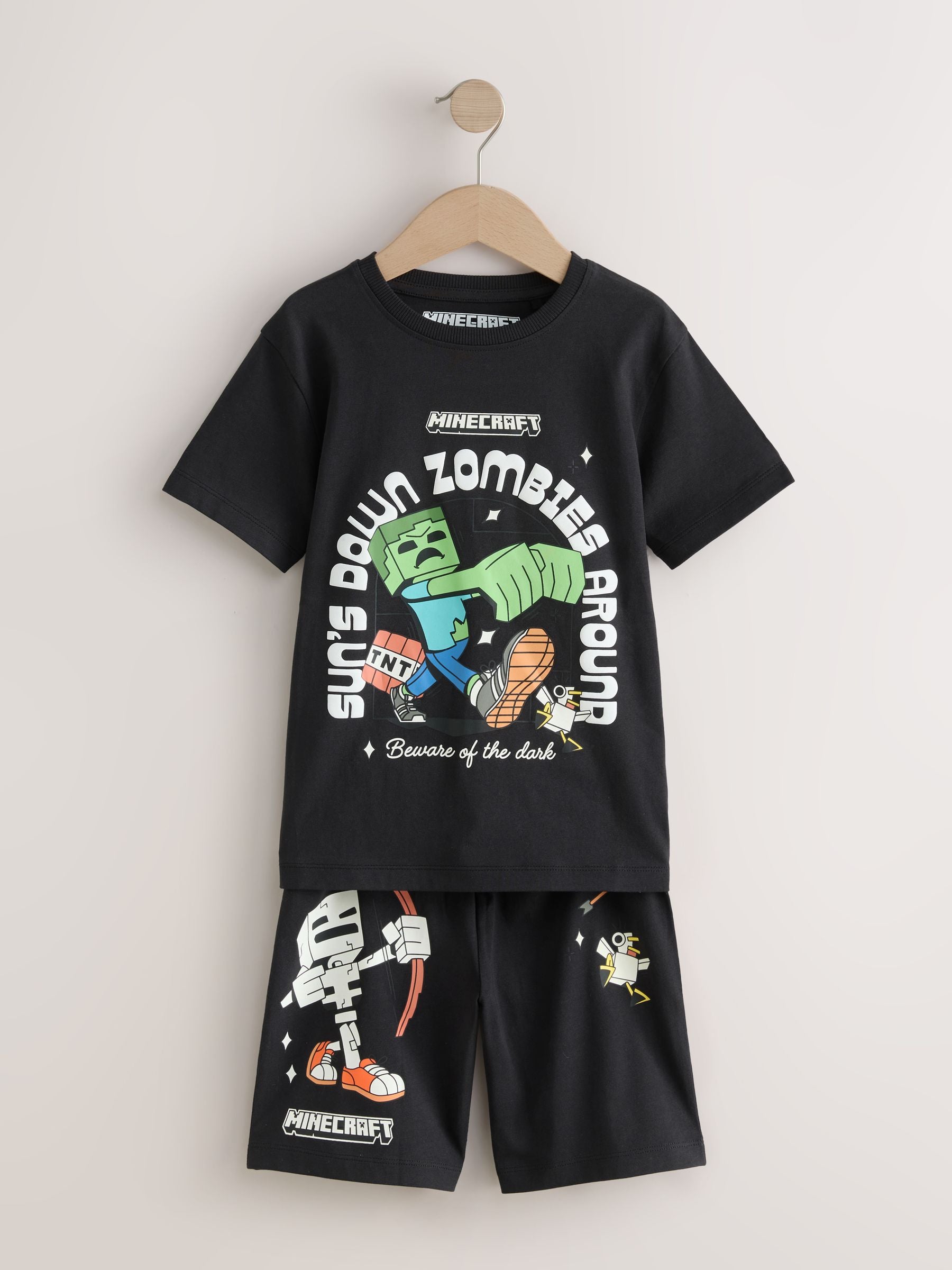Dsiney Kidz - Black/Green/Stone Minecraft 100% Cotton Short Pyjamas 3 Pack (3-16yrs) image 5