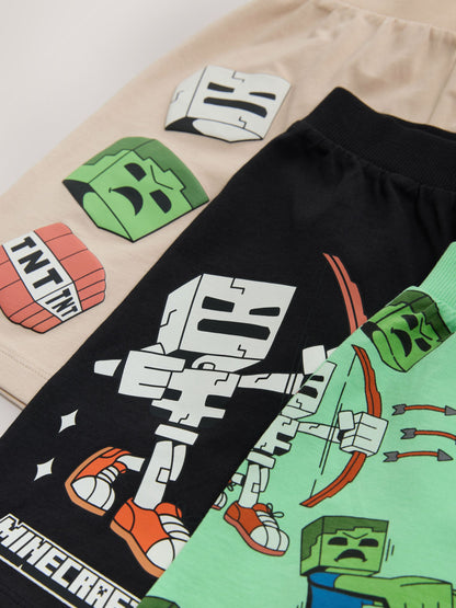 Dsiney Kidz - Black/Green/Stone Minecraft 100% Cotton Short Pyjamas 3 Pack (3-16yrs) image 8