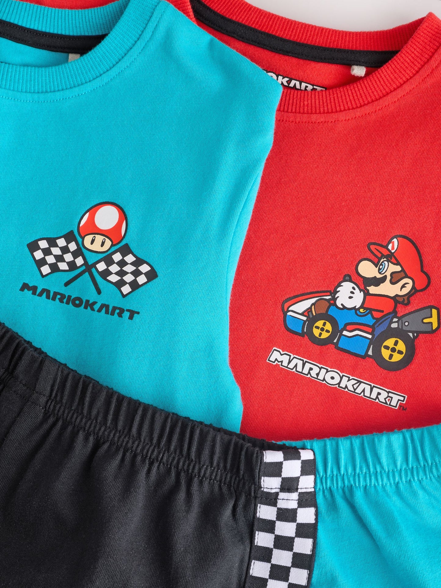 Blue/Red Mario Kart Short 100% Cotton Pyjamas 2 Pack (3-16yrs) image 3