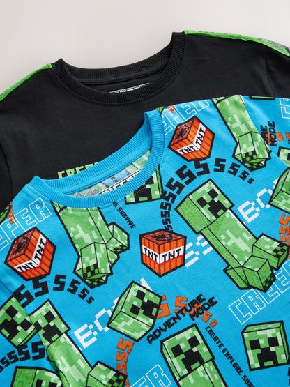 Green/Black Minecraft Short Pyjamas 2 Pack (5-14yrs) image 4