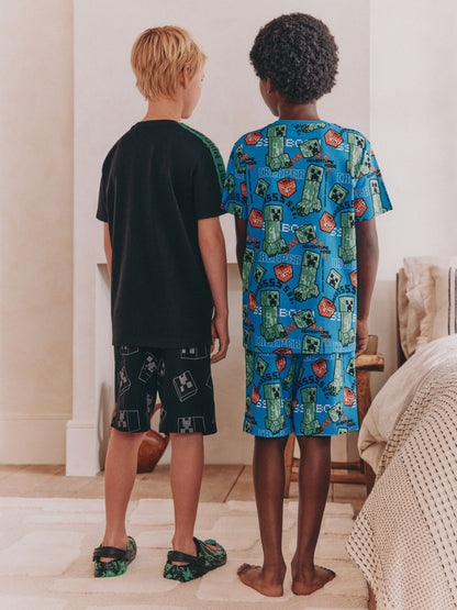 Dsiney Kidz - Green/Black Minecraft Short Pyjamas 2 Pack (5-14yrs) image 2