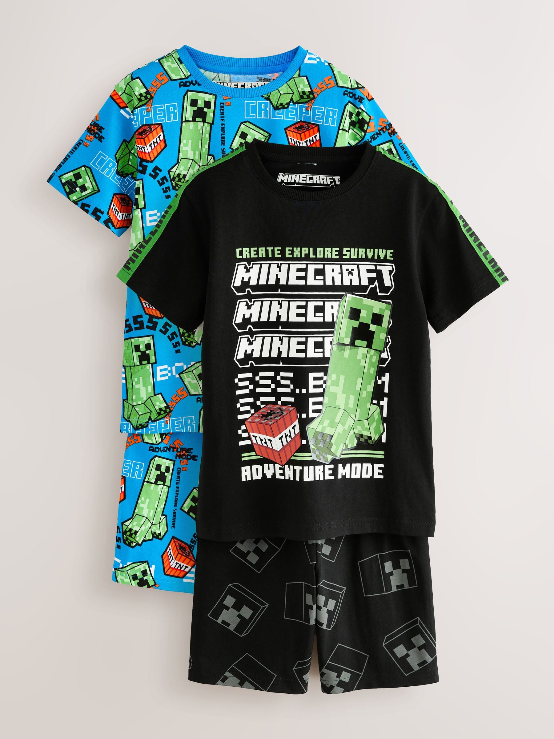 Dsiney Kidz - Green/Black Minecraft Short Pyjamas 2 Pack (5-14yrs) image 7