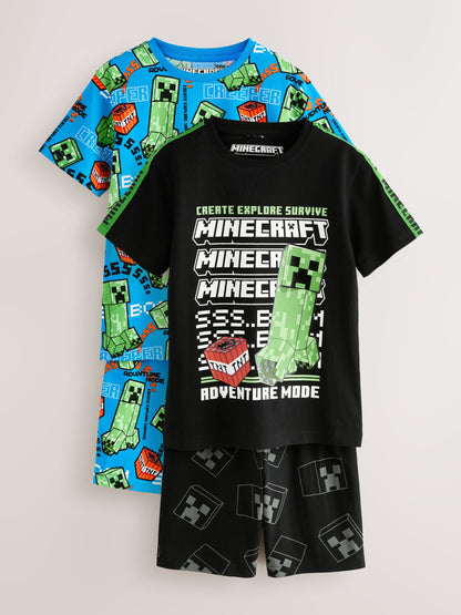 Dsiney Kidz - Green/Black Minecraft Short Pyjamas 2 Pack (5-14yrs) image 7