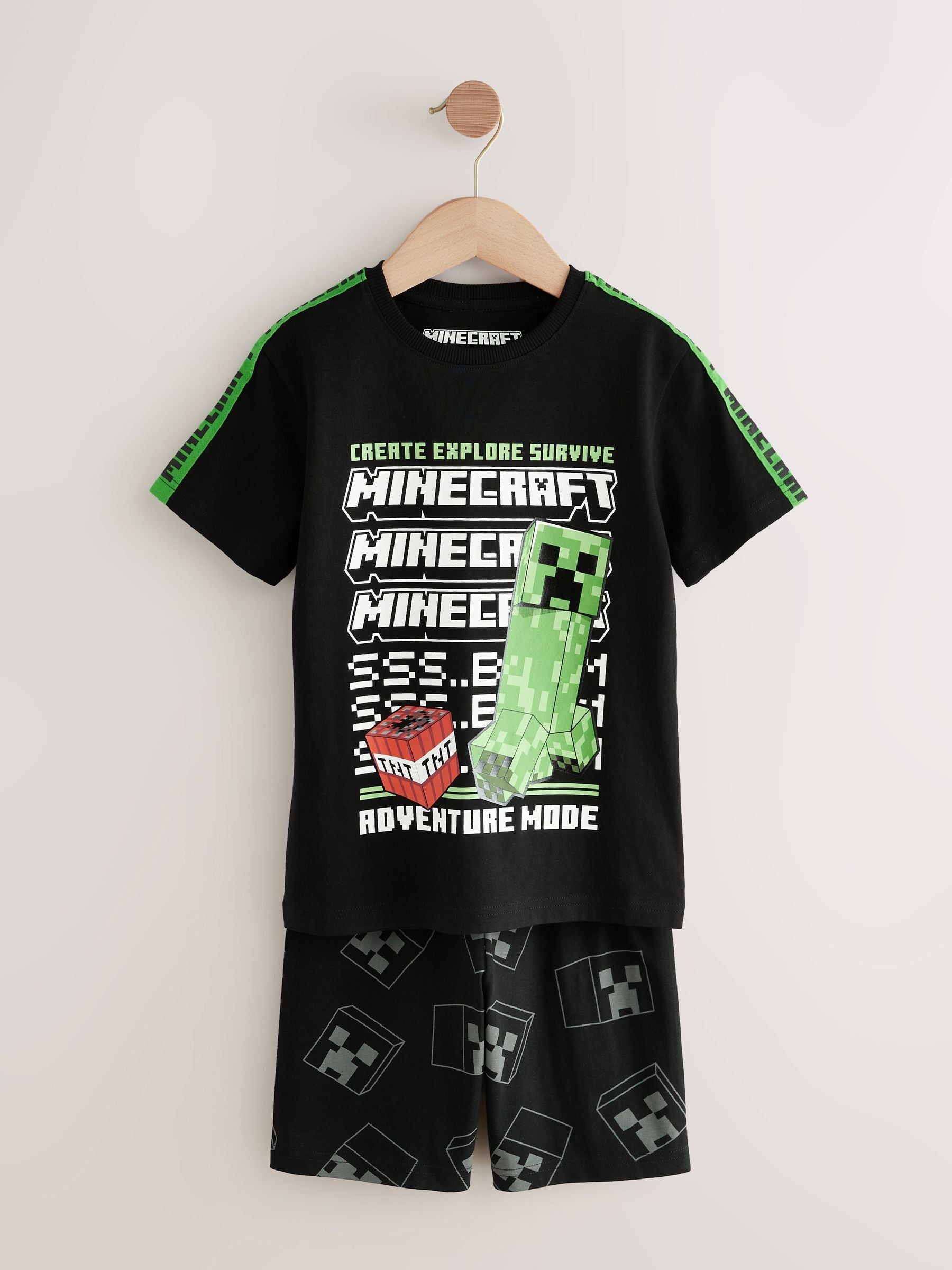 Dsiney Kidz - Green/Black Minecraft Short Pyjamas 2 Pack (5-14yrs) image 8
