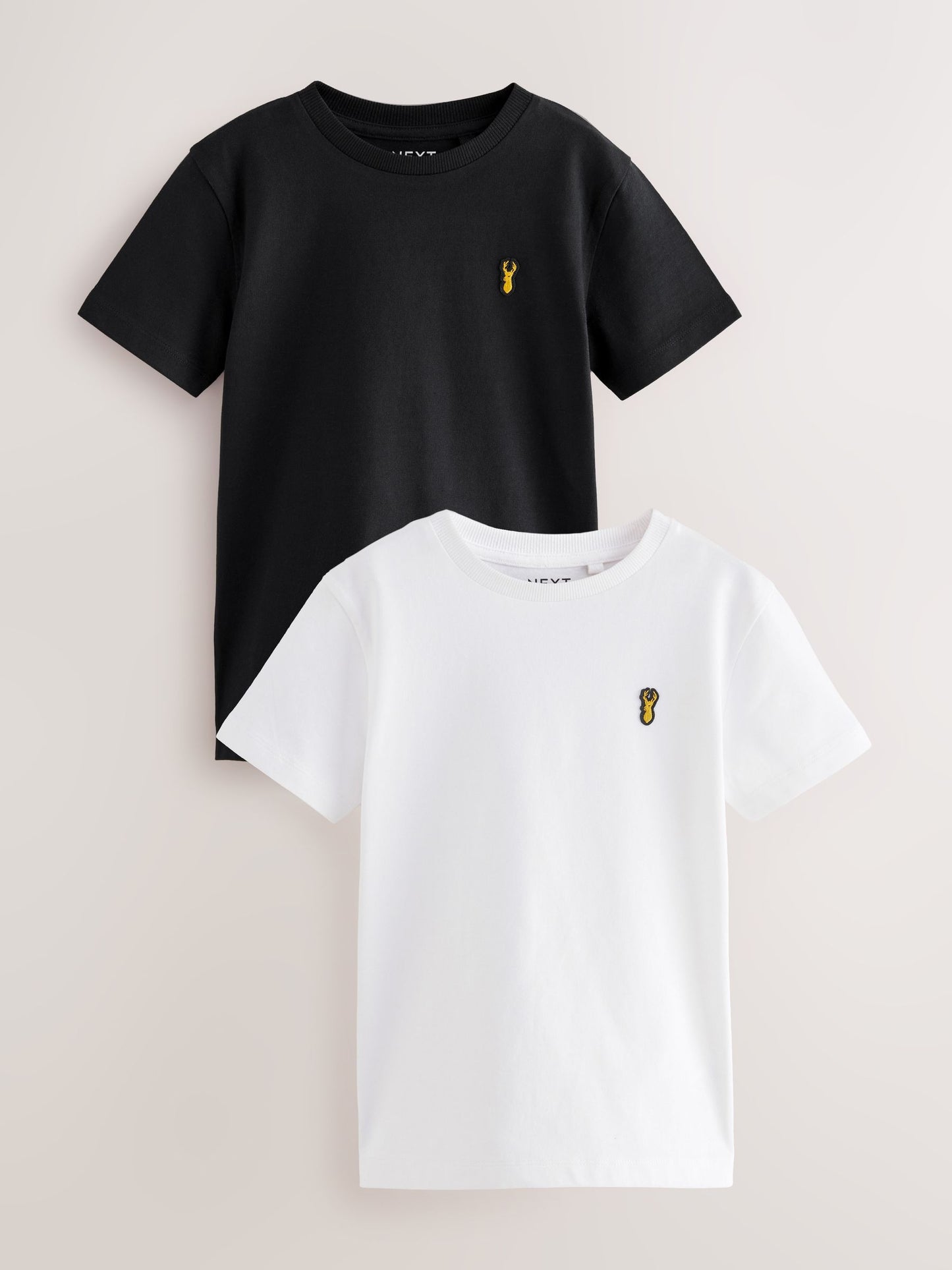 Dsiney Kidz - Black/White Short Sleeve Stag Embroidered T-Shirts 2 Pack (3-16yrs) image 1