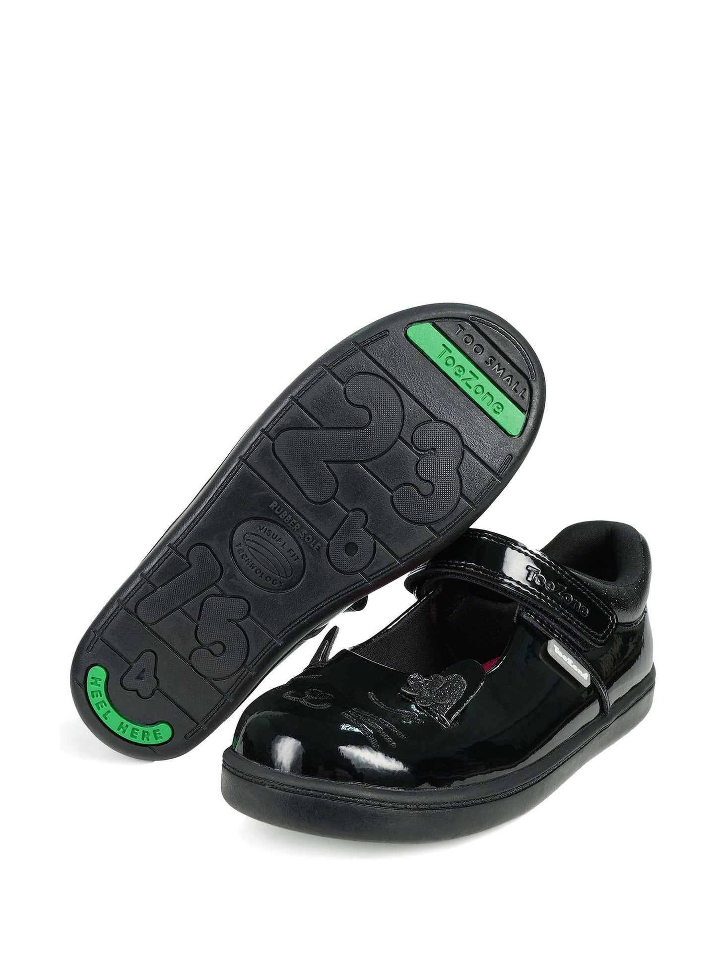 Toezone Black Patent Leather Bunny School Shoes image 3