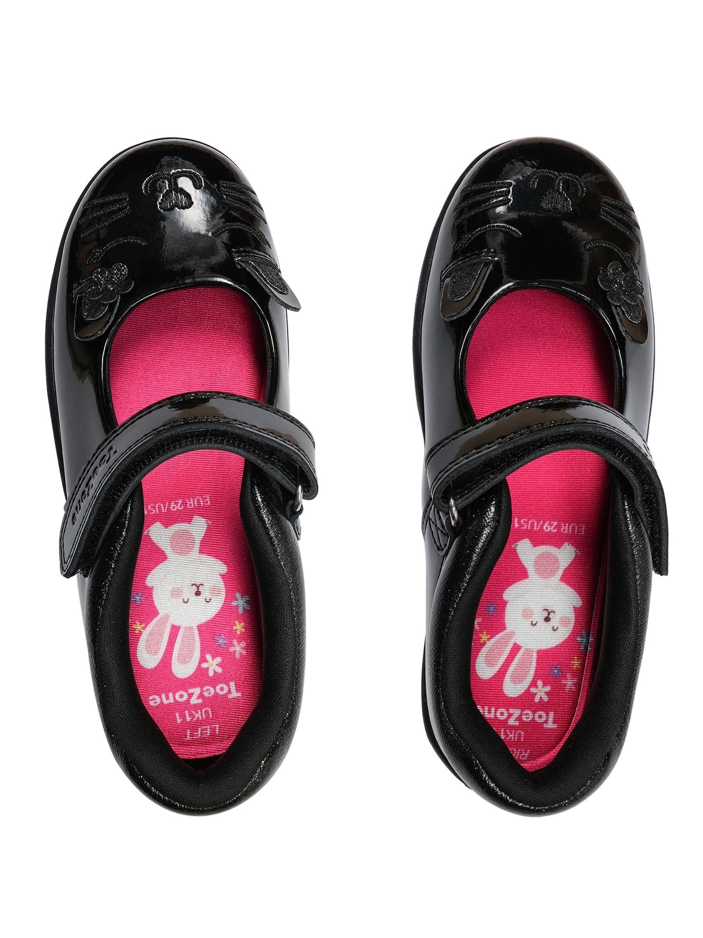 Toezone Black Patent Leather Bunny School Shoes image 4
