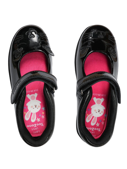 Toezone Black Patent Leather Bunny School Shoes image 4