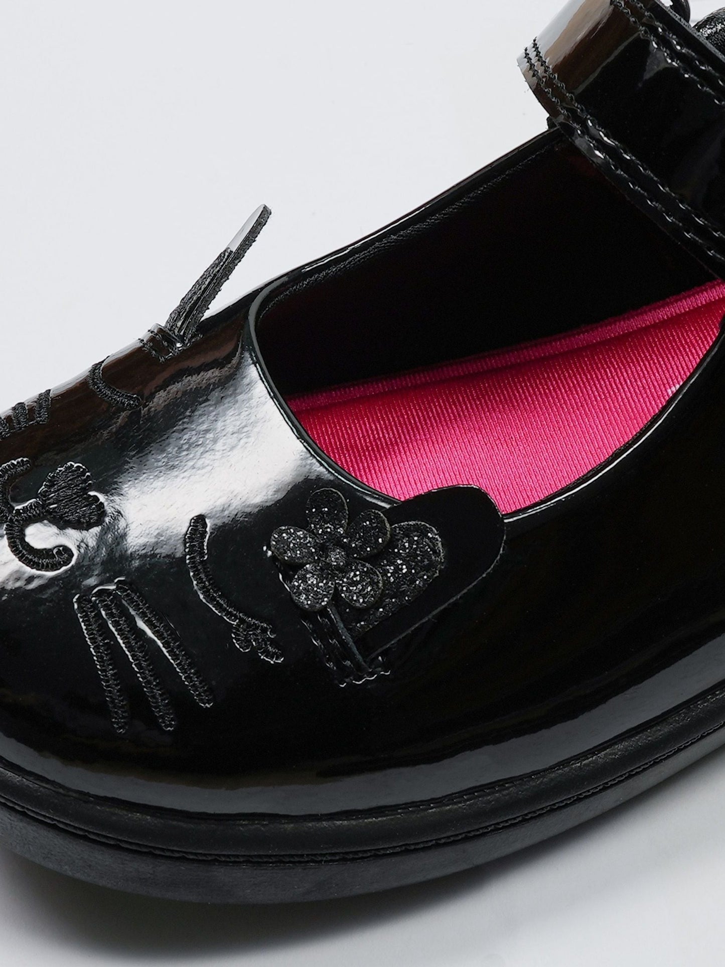 Toezone Black Patent Leather Bunny School Shoes image 5