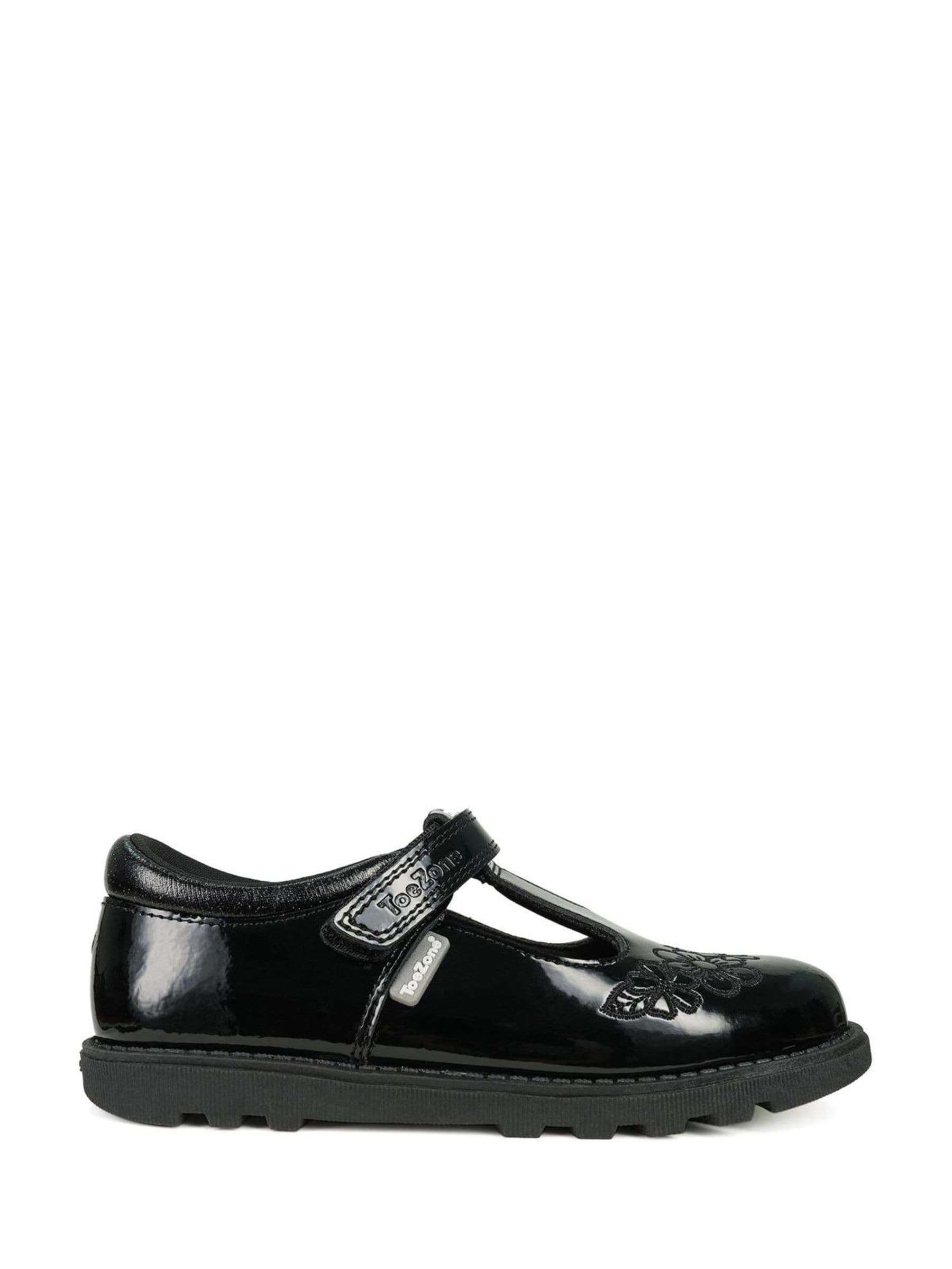 Toezone Black Flo Patent Flower School Shoes image 1