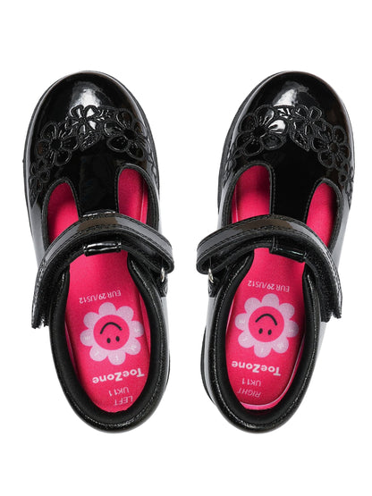 Toezone Black Flo Patent Flower School Shoes image 4