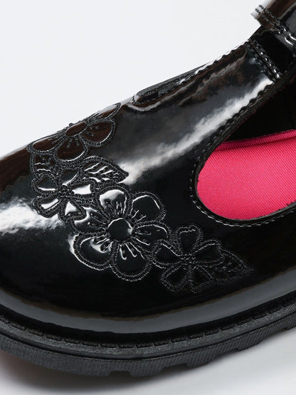 Toezone Black Flo Patent Flower School Shoes image 5