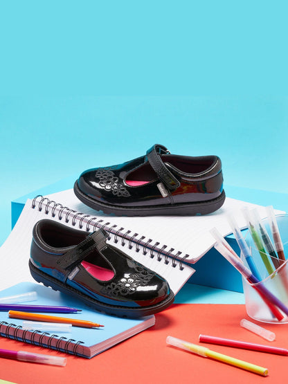 Toezone Black Flo Patent Flower School Shoes image 7