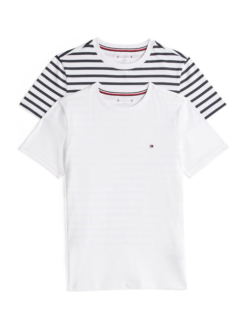 Tommy Hilfiger White/Stripe Short Sleeve Cotton T-Shirts 2 Pack image 1