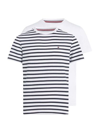 Tommy Hilfiger White/Stripe Short Sleeve Cotton T-Shirts 2 Pack image 4