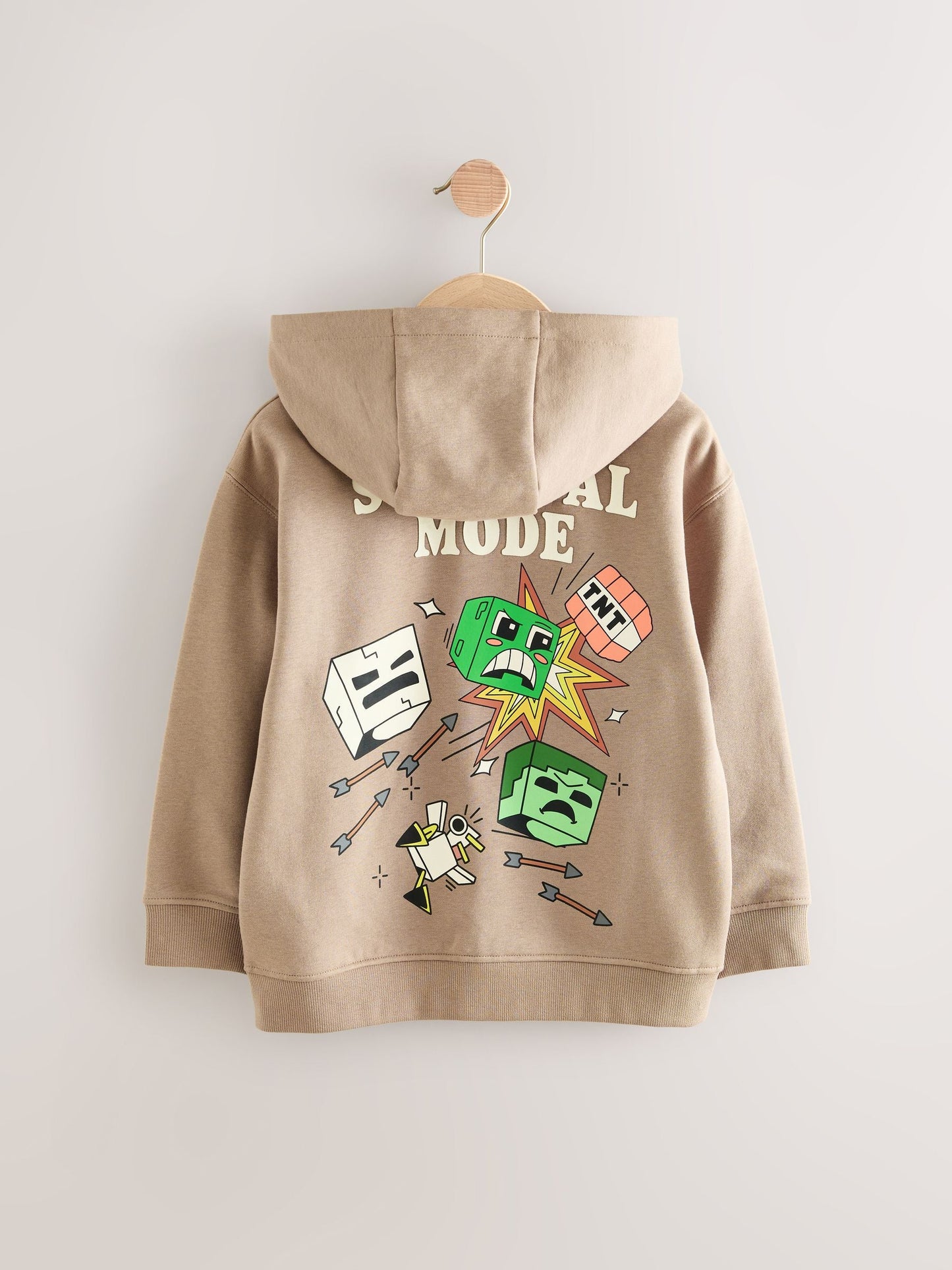 Light Brown Minecraft Stone Zip Through Hoodie (3-16yrs)