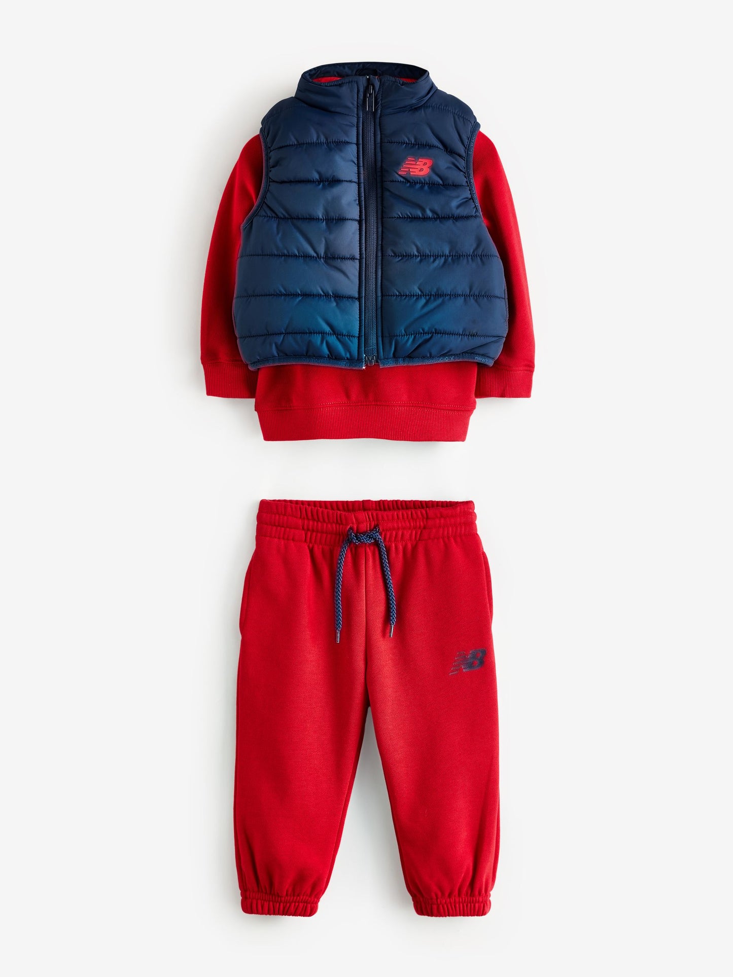New Balance Red Baby Boys Sweatshirt Joggers And Gilet Set image 1