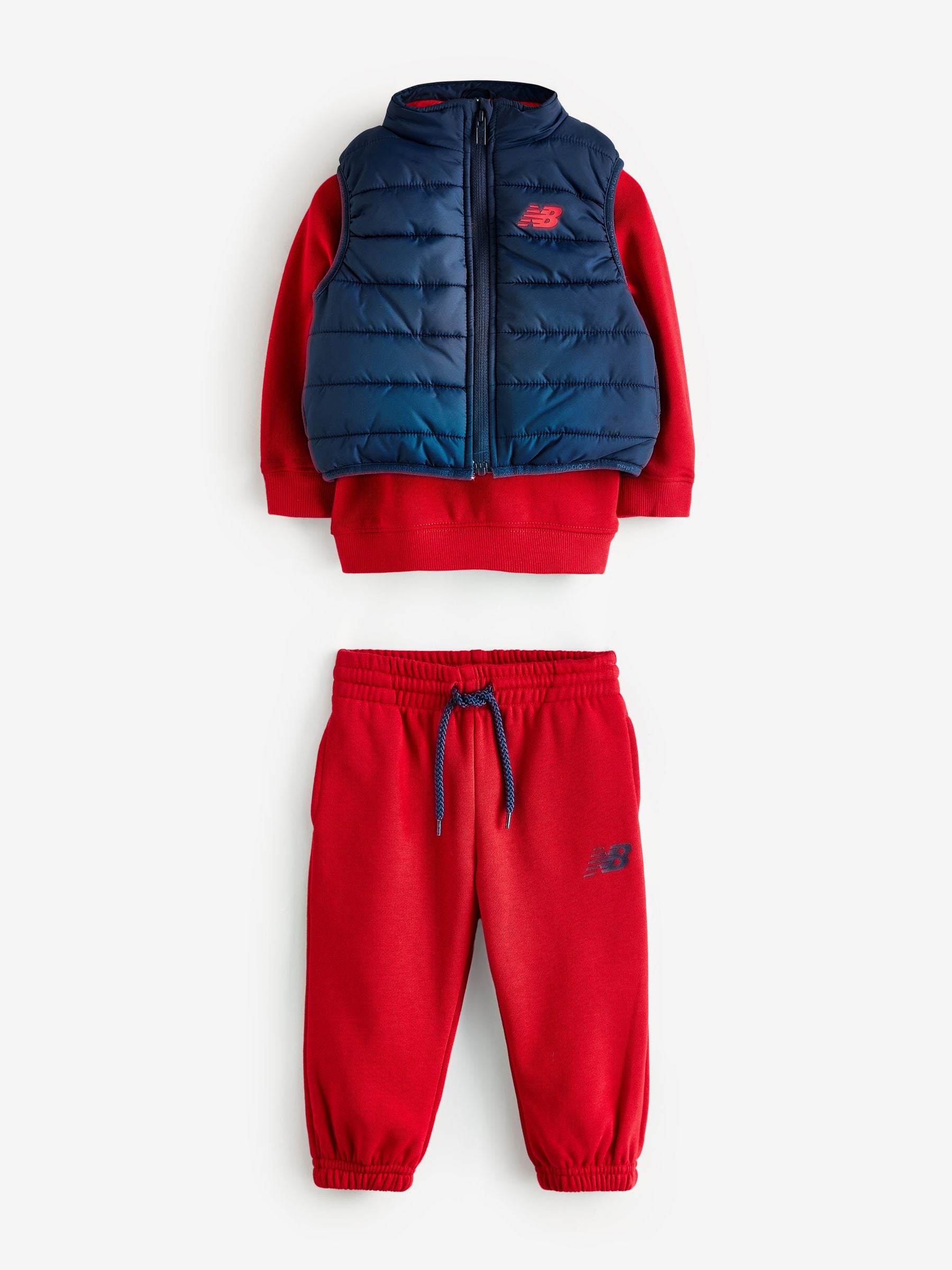 New Balance Red Baby Boys Sweatshirt Joggers And Gilet Set image 1
