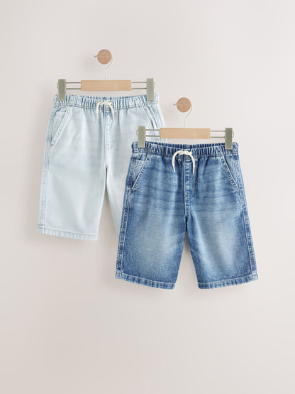 Dsiney Kidz - Bleach/Mid Blue Bermuda Pull On Denim Shorts 2 Pack (3-16yrs) image 1