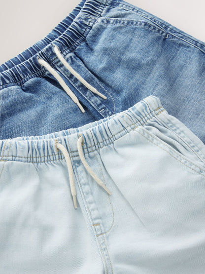 Dsiney Kidz - Bleach/Mid Blue Bermuda Pull On Denim Shorts 2 Pack (3-16yrs) image 5