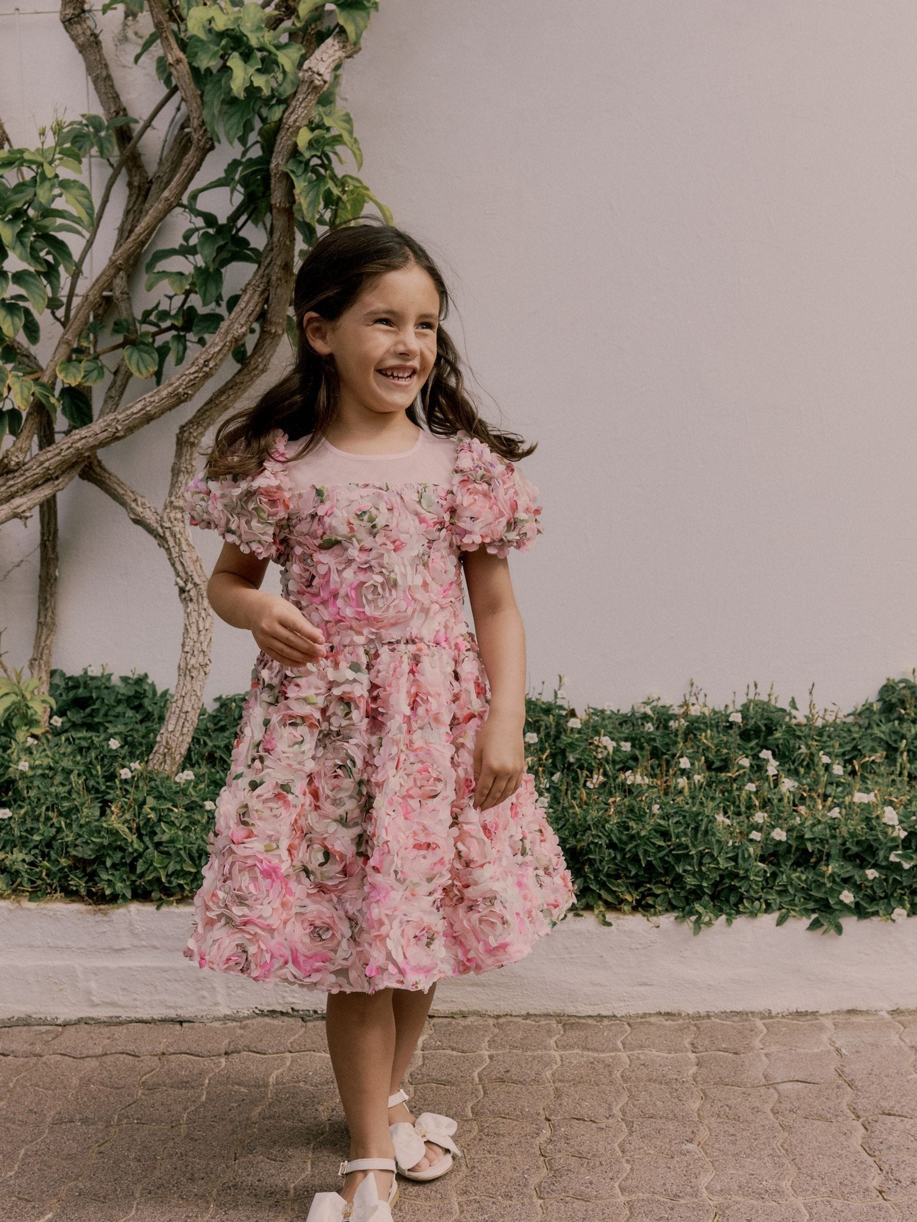 Baker by Ted Baker Pink All Over 3D Floral Print Textured Dress image 1