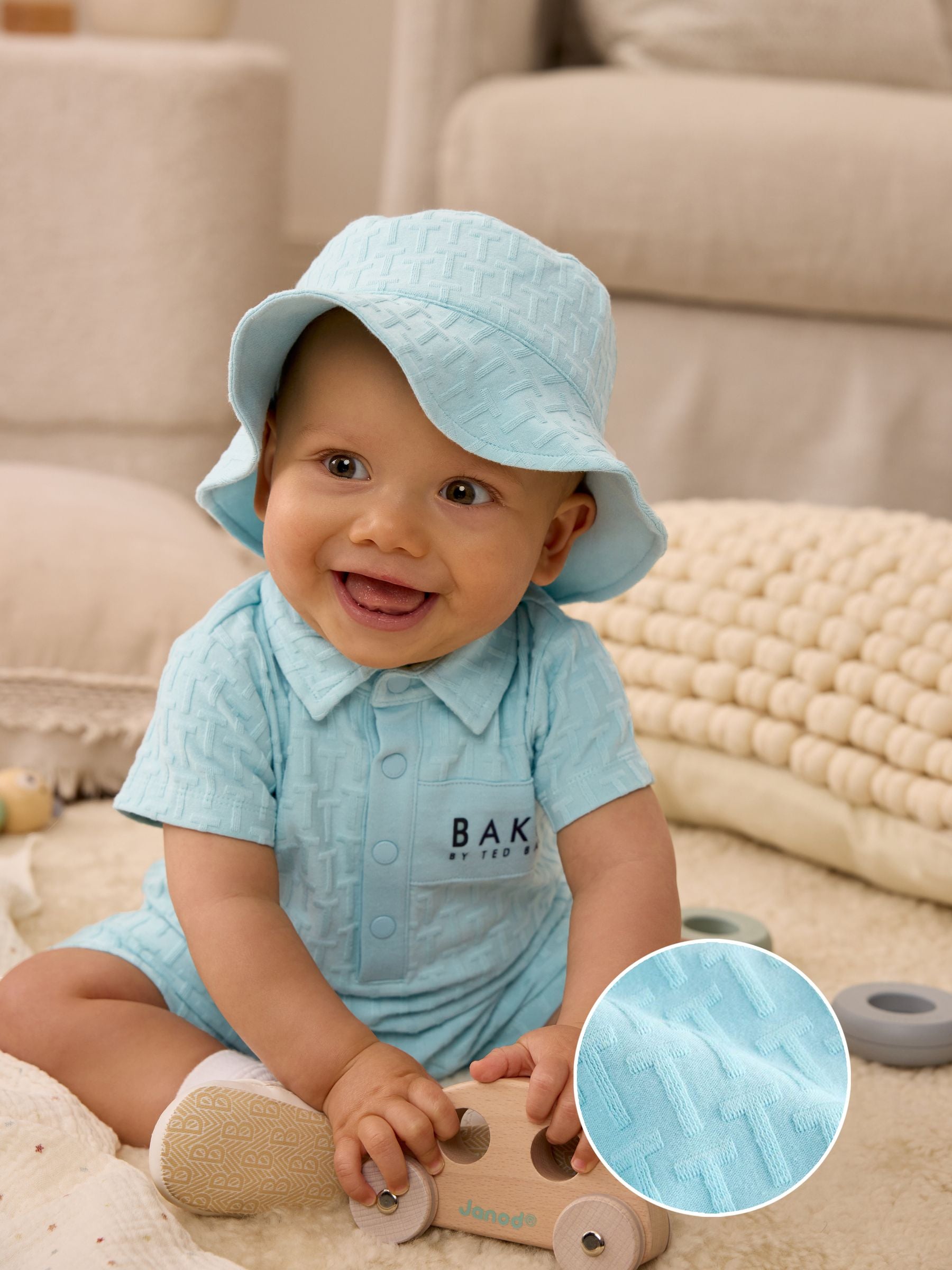 Baker by Ted Baker Textured Romper and Hat Set image 3