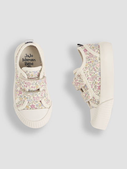 JoJo Maman Bébé Pink Double Strap Canvas Pumps image 3
