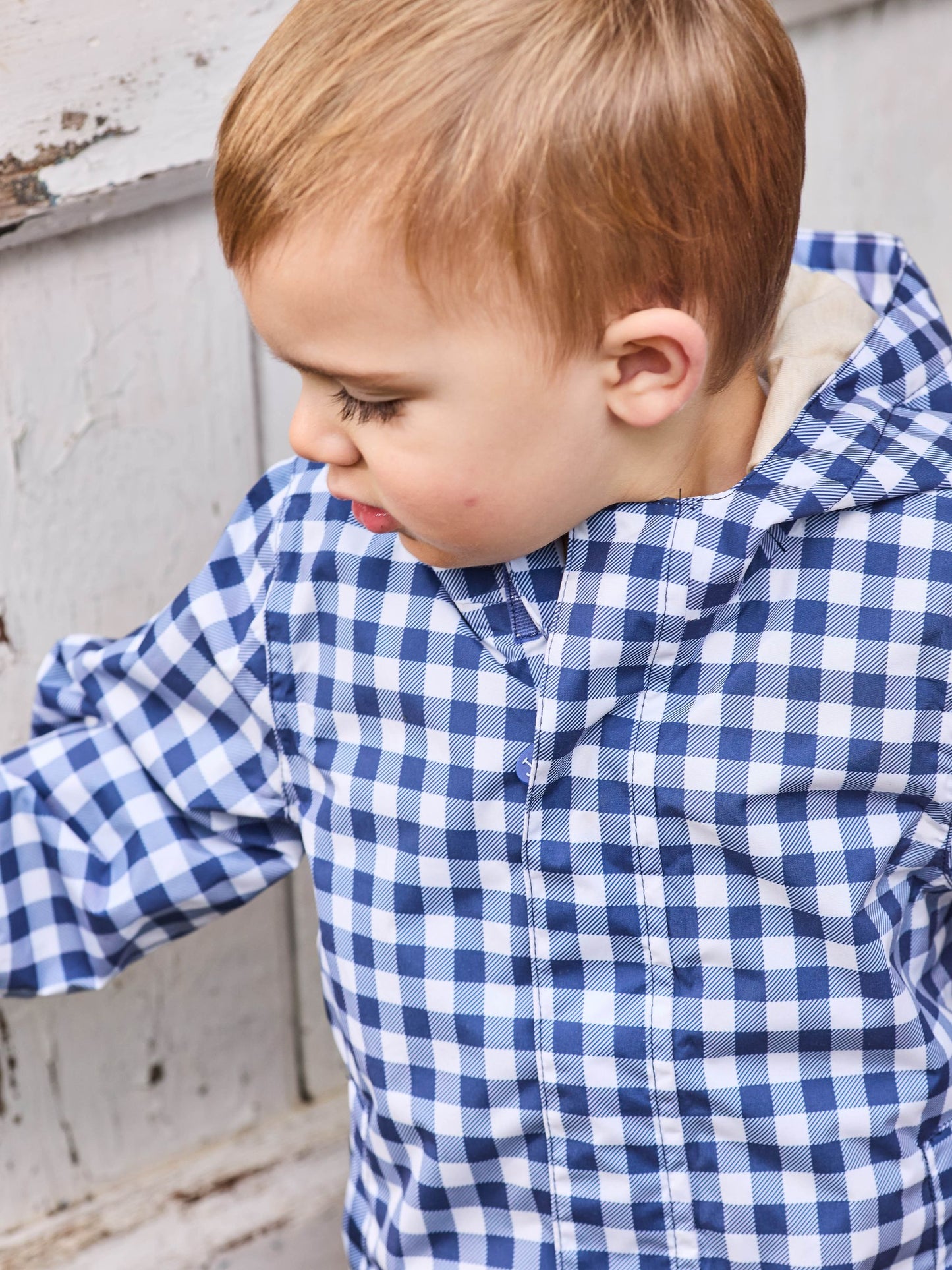 Dsiney Kidz - JoJo Maman Bébé Navy Gingham Hooded Jacket image 2