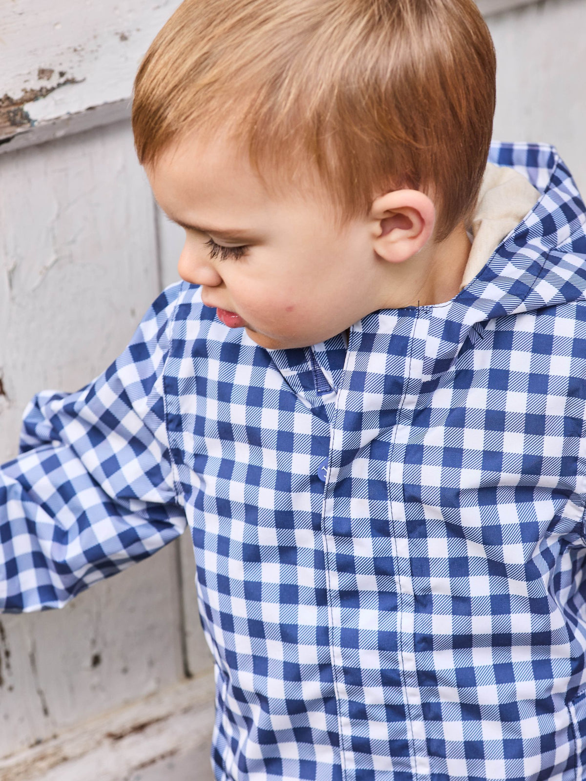 Dsiney Kidz - JoJo Maman Bébé Navy Gingham Hooded Jacket image 2