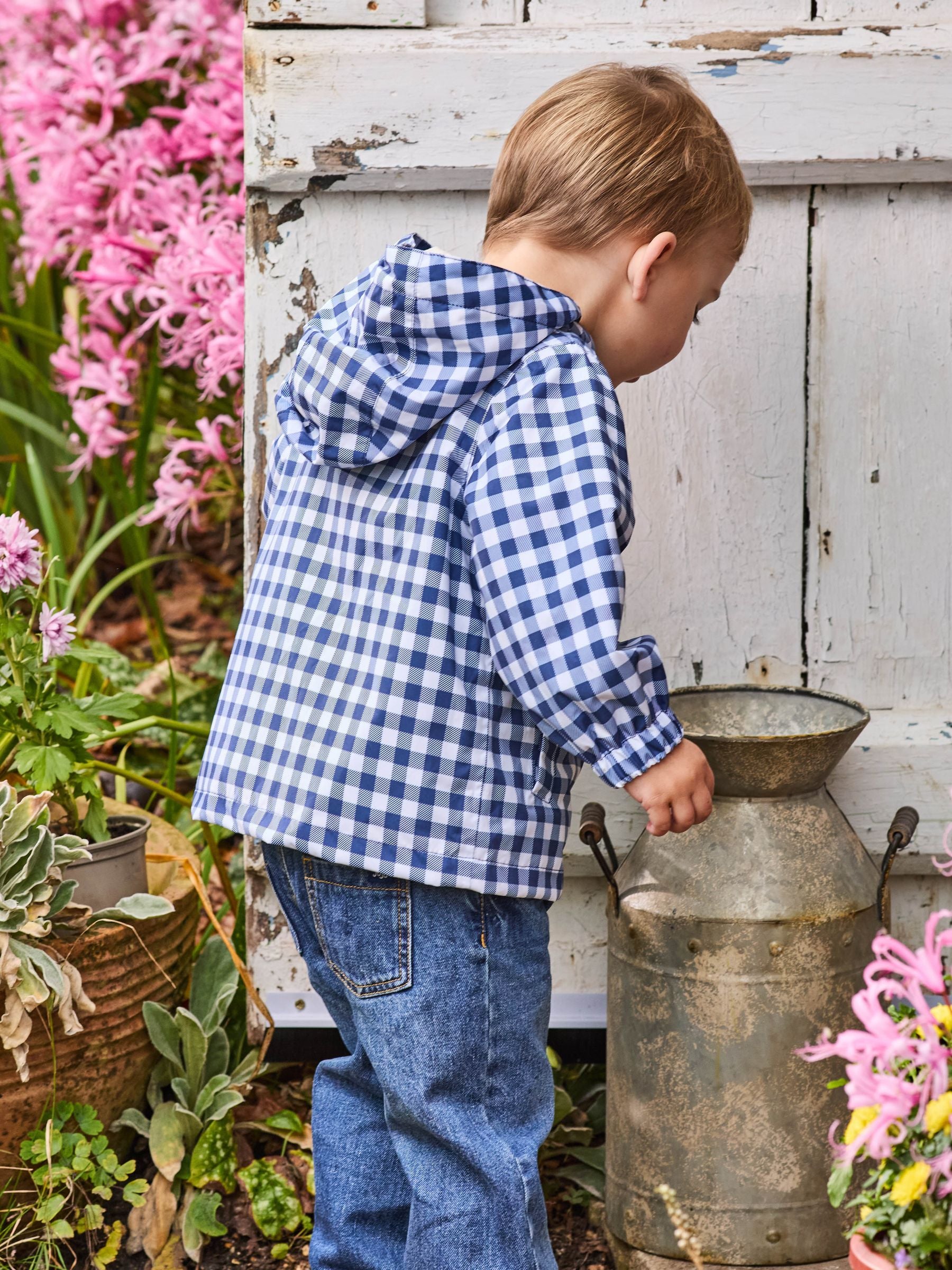 Dsiney Kidz - JoJo Maman Bébé Navy Gingham Hooded Jacket image 4