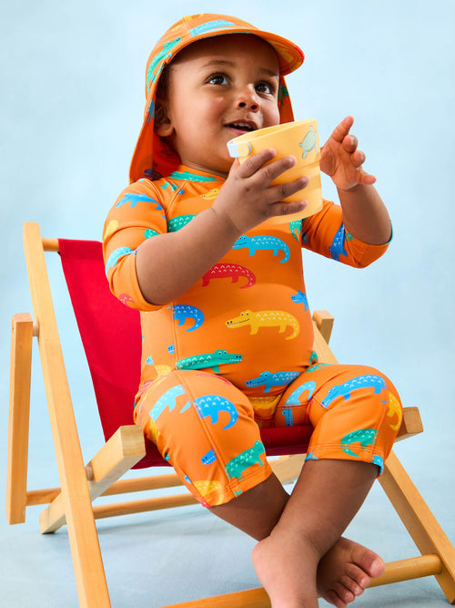 JoJo Maman Bébé Orange Crocodile UV Sunsafe Suit image 1