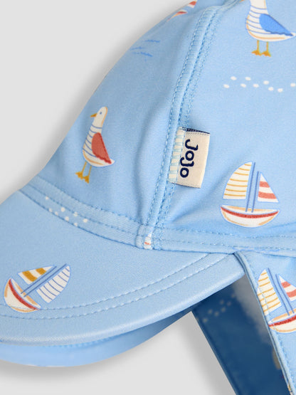 JoJo Maman Bébé Blue Boat UV Sun Protection Swim Hat image 2