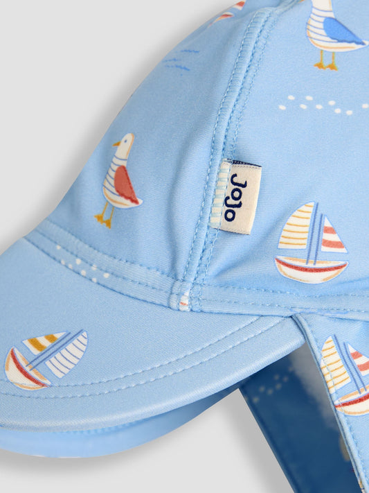 JoJo Maman Bébé Blue Boat UV Sun Protection Swim Hat image 2