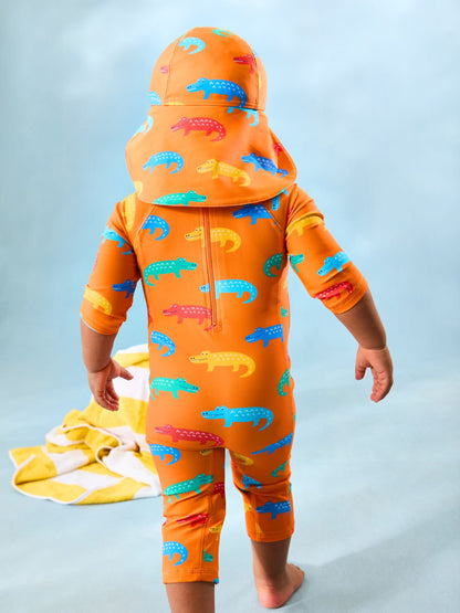 JoJo Maman Bébé Orange Crocodile UV Sun Protection Swim Hat image 2