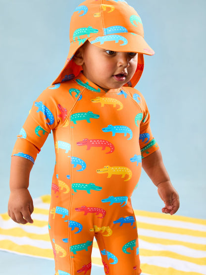 JoJo Maman Bébé Orange Crocodile UV Sun Protection Swim Hat image 4