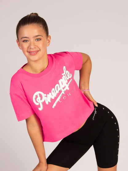 Dsiney Kidz - Pineapple Pink Logo Girls Dance Crop T-Shirt image 1