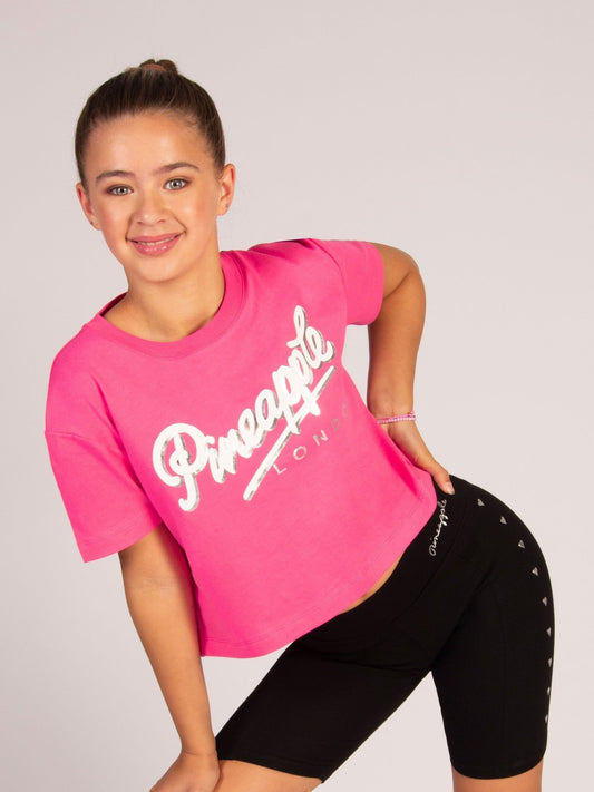 Dsiney Kidz - Pineapple Pink Logo Girls Dance Crop T-Shirt image 1