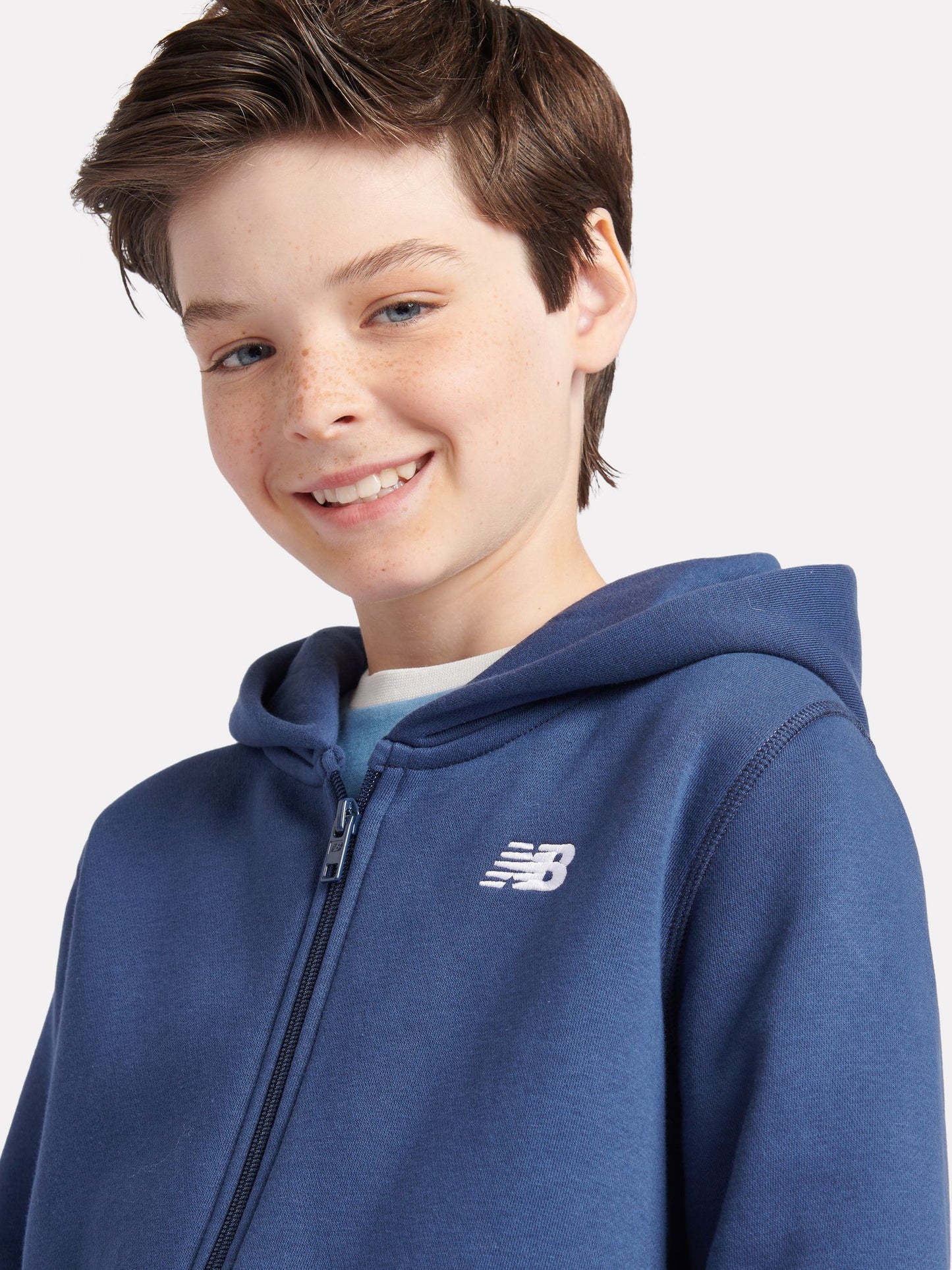 Dsiney Kidz - New Balance Dark Blue Brush Back Small Logo Zip Hoodie image 4