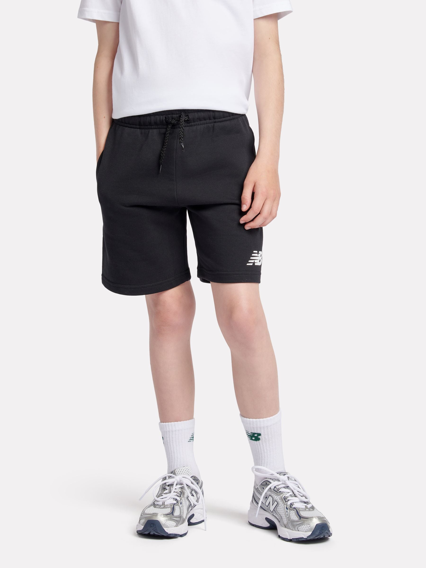 Dsiney Kidz - New Balance Black French Terry Stacked Logo Cotton Shorts image 1