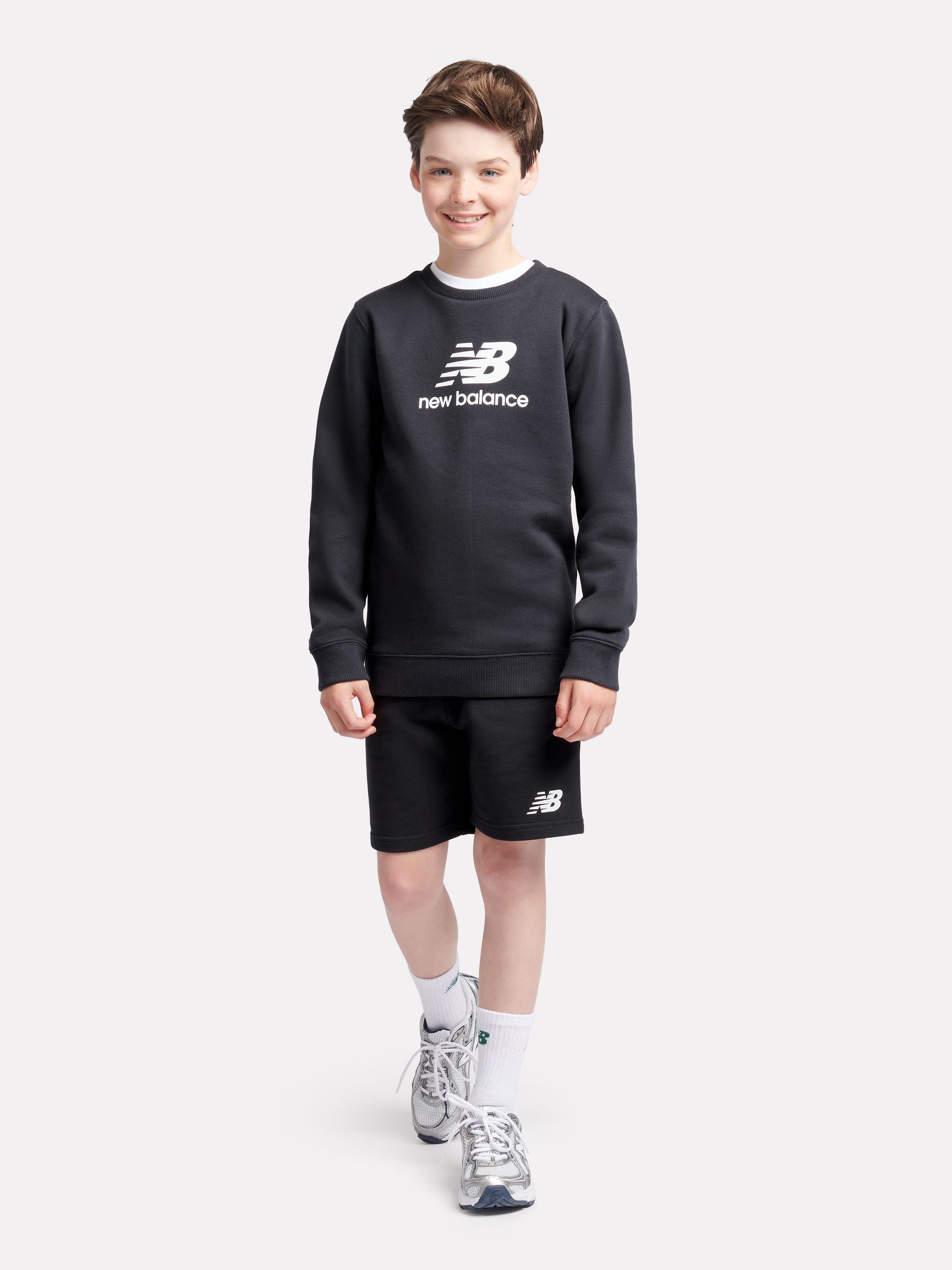 Dsiney Kidz - New Balance Black French Terry Stacked Logo Cotton Shorts image 5