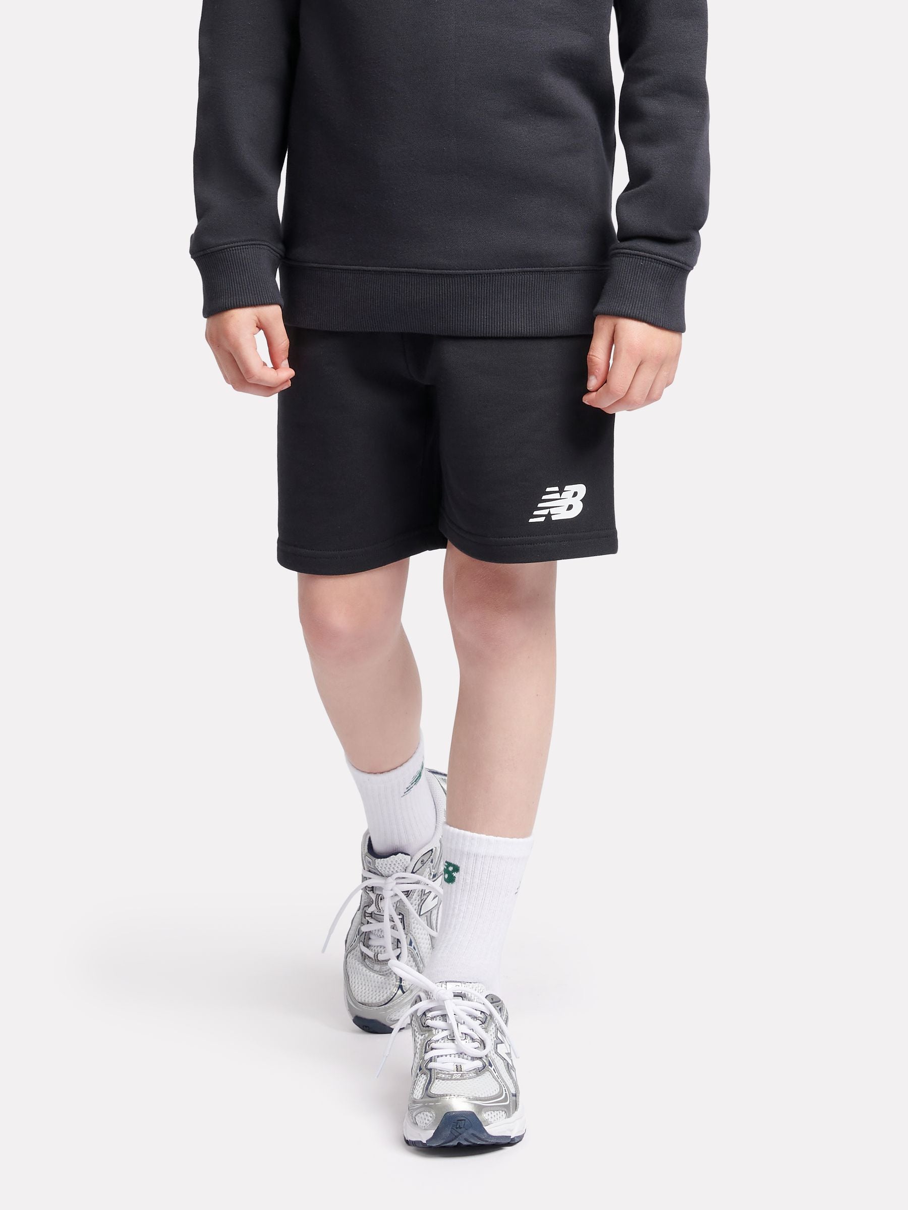 Dsiney Kidz - New Balance Black French Terry Stacked Logo Cotton Shorts image 6